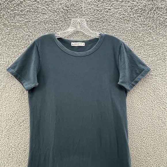 American Giant Dress Women Small Green Cotton Casual T Shirt Side Slit Long Midi - Picture 4 of 11